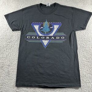 VINTAGE 90s Destination‎ Shirt Mens Medium Black Colorado Single Stitch Native